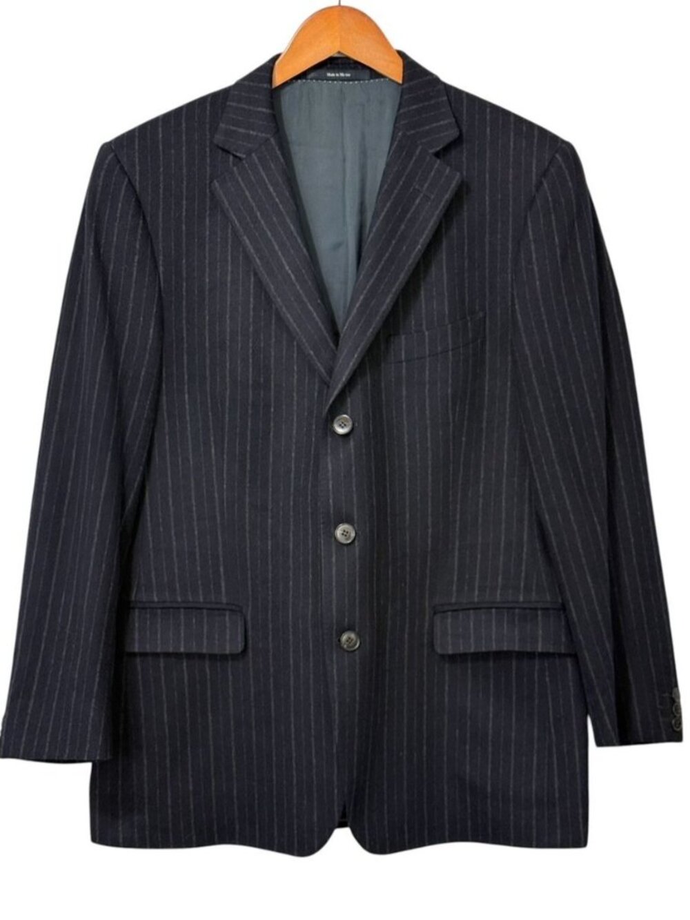 Z Zegna Mens Blazer Blue Gray Pinstripe Wool Angora Sport Coat Size 52R / US 42R